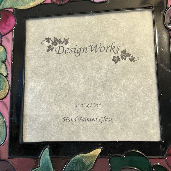 New Stain Glass Grapes Leafs Hand Painted Picture Frame 5.5 Design Works 3.5x3.5 - Picture 4 of 10